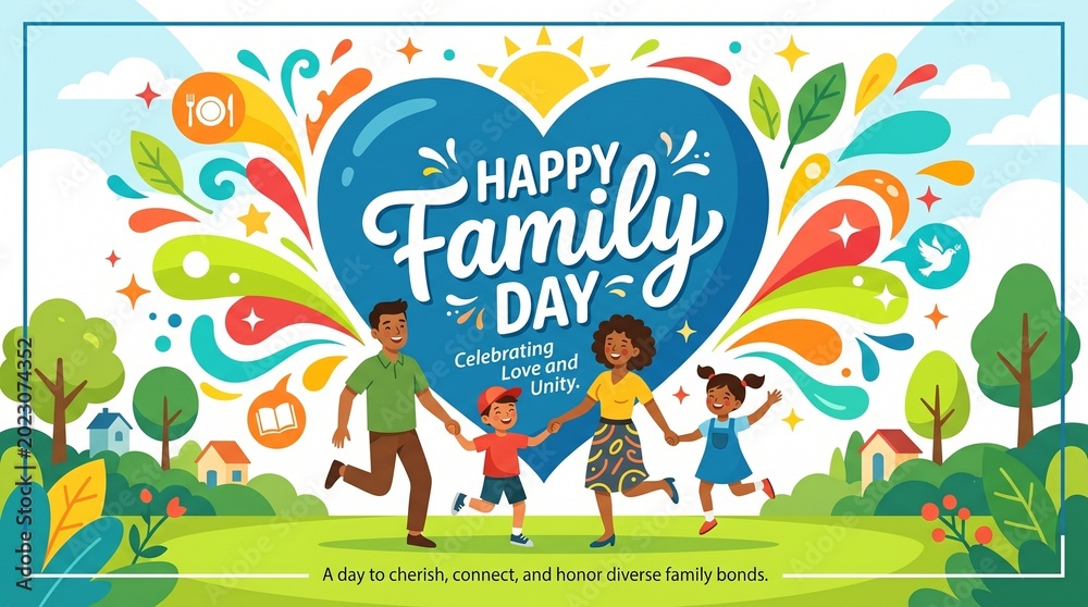 Fototapeta premium Happy Family Day colorful illustration