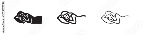 Canvastavla Woman Sleeping in Bed Icon for Health and Restful Sleep