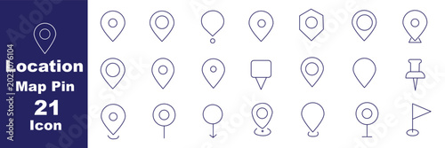 Obraz na plátně location icon set map pointer pin sign symbol red black outline destination icon