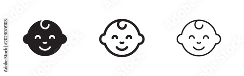 Tableau sur toile Smiling Baby Face Icon Set for Childcare and Nursery