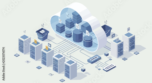 Cloud computing and data storage concept.