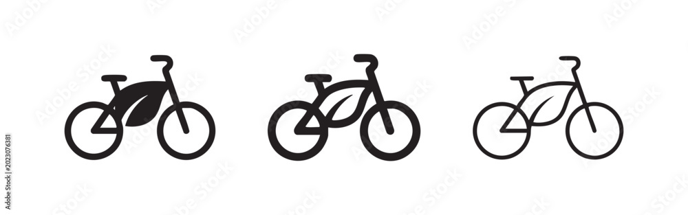 Fototapeta premium Eco Friendly Bicycle Icons with Leaf Symbol for Green Transportation