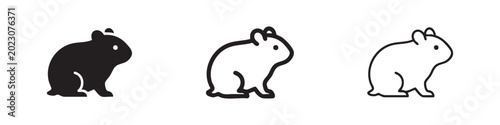 Schilderij op canvas Hamster Animal Icon Set in Silhouette and Outline Styles