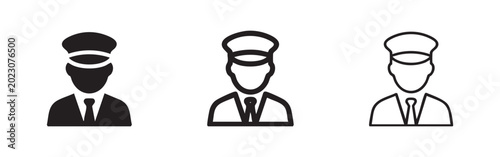 Foto Professional Uniformed Captain or Driver Avatar Icons