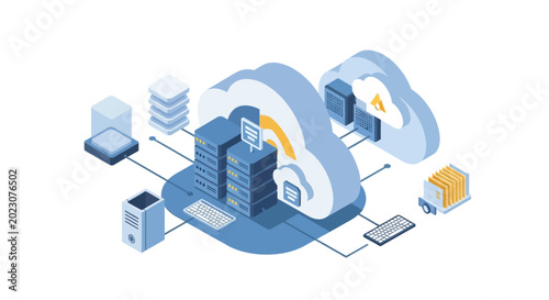 Cloud computing and data storage concept.