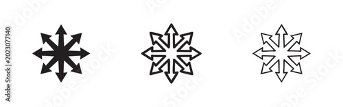 Foto Chaos Star or Arrows Pointing in Six Directions Icon Set