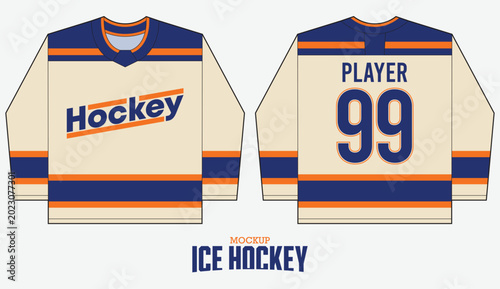 Bild auf Leinwand Round neck ice hockey jersey mockup template design