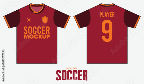 Bild auf Leinwand Round neck soccer jersey or football kit mockup template design