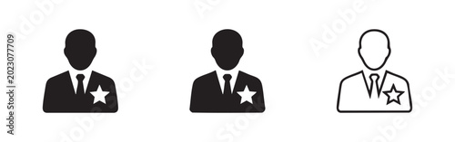 Fotografia Police officer or sheriff badge icon set, symbolizing law enforcement, justice,