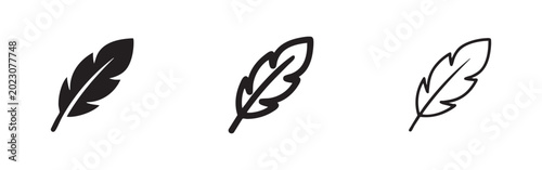 Obraz na plátně Feather icon set for design projects and historical concepts, featuring solid, bold outline, and thin outline styles