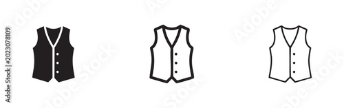Fényképezés Vest Icon Set, Formal or Casual Waistcoat Symbol, Men's Fashion Apparel Vector