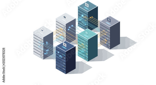Bild auf Leinwand servers and data storage illustration.
