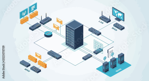 Modern network infrastructure and connected devices.