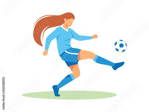 soccer player kicking ball