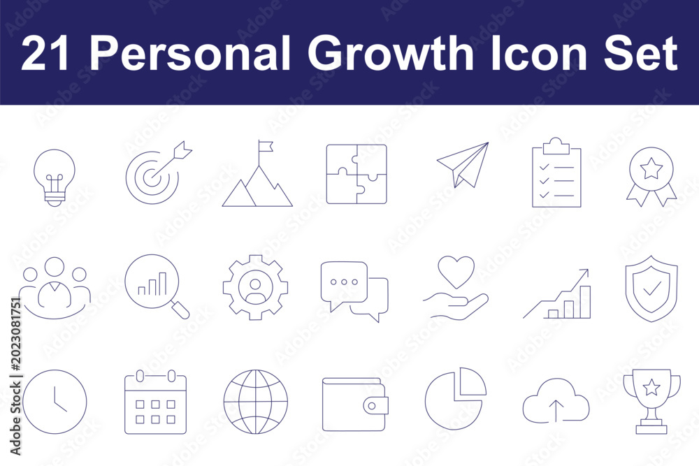 Fototapeta premium Personal Growth Icon Set. Outline Icon Set. Editable stroke with Vector illustration
