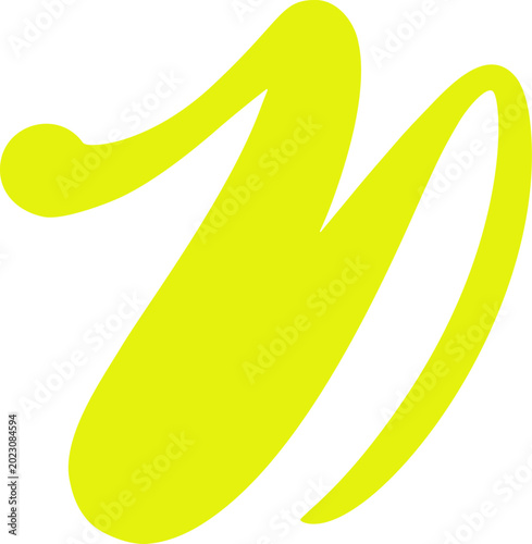 yellow wavy zigzag ink brush stroke isolated on transparent background