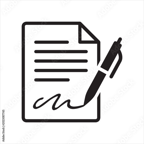 Εκτύπωση καμβά Pen signing a contract line art icon for business apps and websites