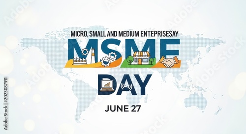 MSME Day celebration banner with world map and June 27 date