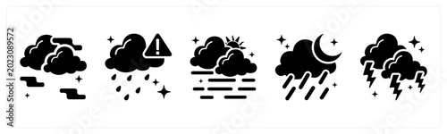 Фотография A set of 5 mix icons as fog, weather alert, haze