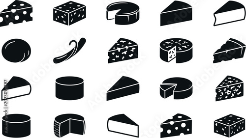 Fotografía Black Silhouette and Metallic Chrome Shield Icon Set for Cybersecurity Defense S