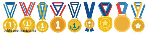 Medal Illustration Pack with Gold Award Icons and Champion Symbols for Business and Sports Designs