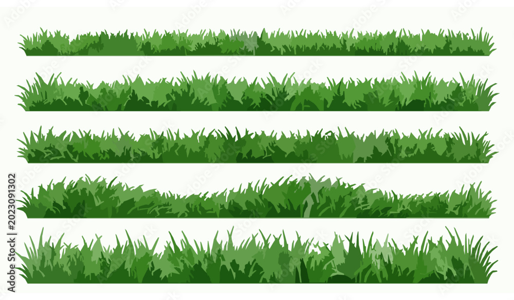 Fototapeta premium Natural Grass Strip Lawn Border and Green Field Vector Collection