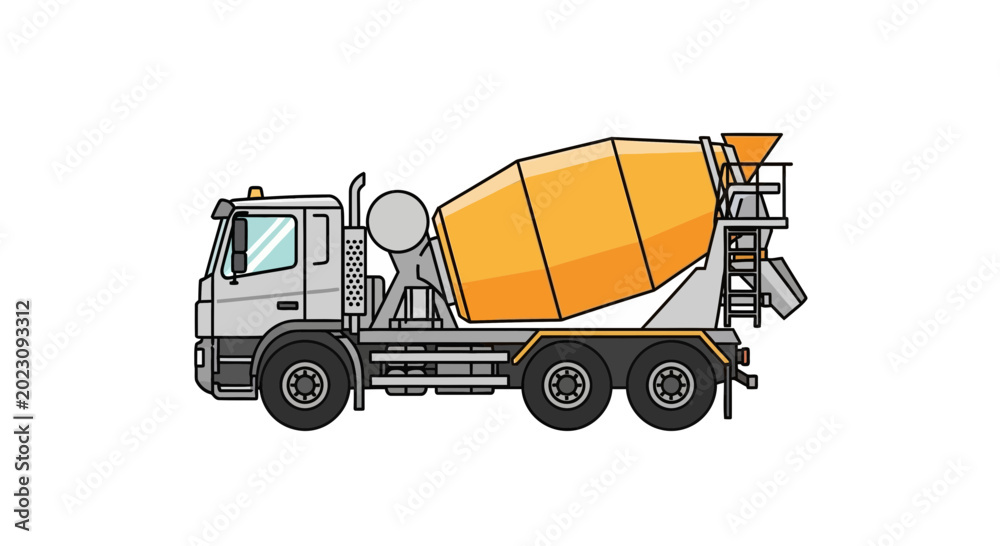 Fototapeta premium Concrete Mixer Truck Vector Illustration