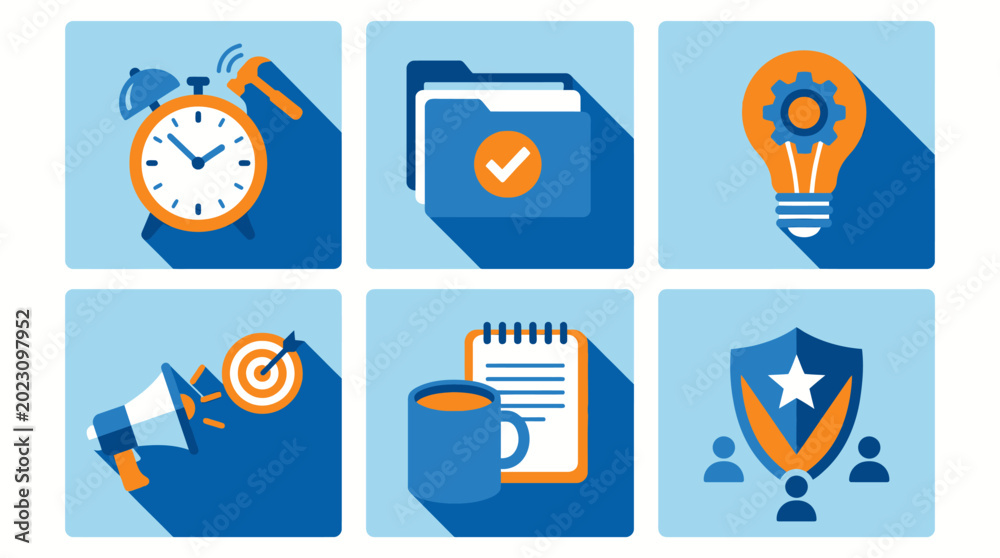 Fototapeta premium Collection of business and finance flat design icons.