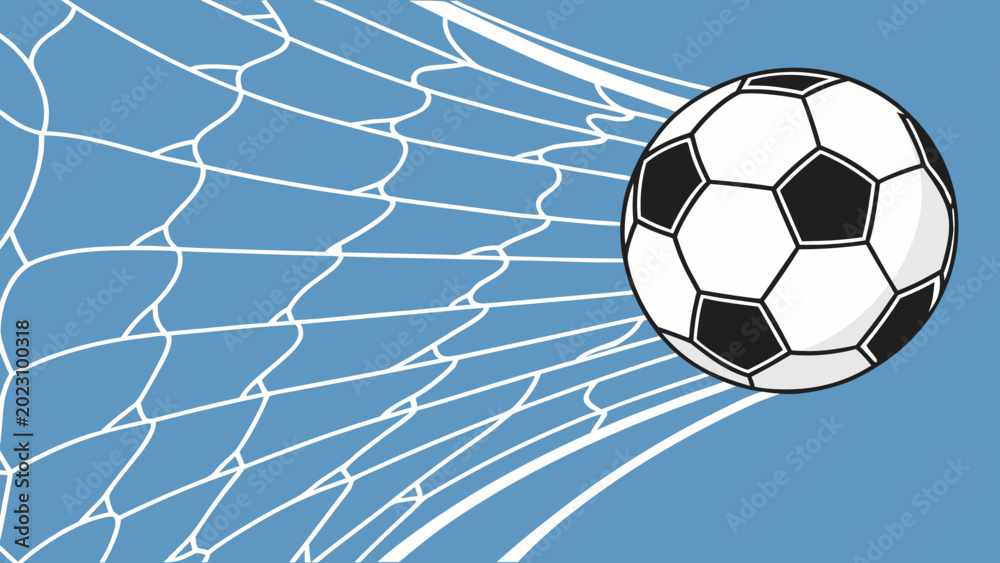 Fototapeta premium Soccer Ball in Goal Net Isolated on White Background
