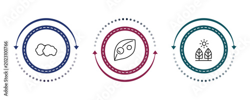 Foto outline weather icons set - altostratus, dew, daytime