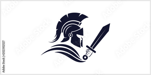 Photos Spartan Warrior Helmet and Sword Silhouette