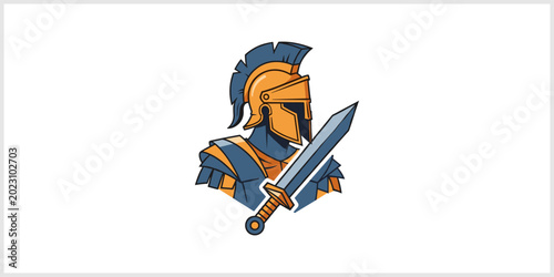Cuadro en lienzo Spartan Warrior Icon With Sword
