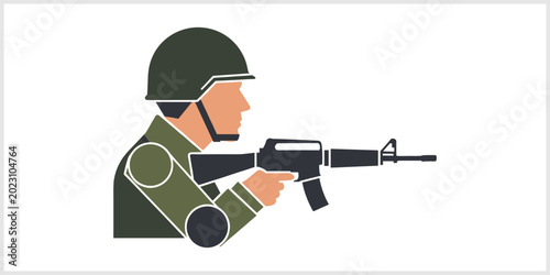 Bild auf Leinwand Soldier Aiming Rifle