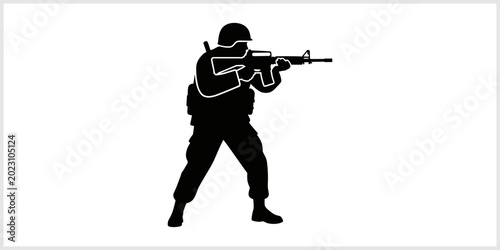 Photos Silhouette Soldier Aiming Rifle