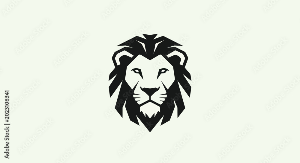 Fototapeta premium Lion head silhouette on light background