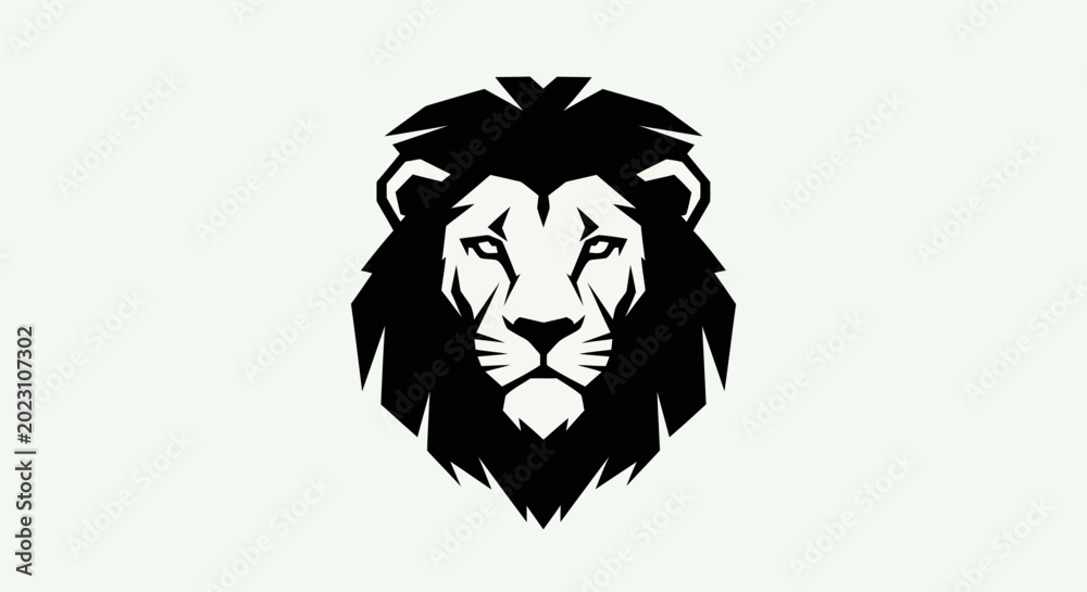 Fototapeta premium Lion head silhouette on white