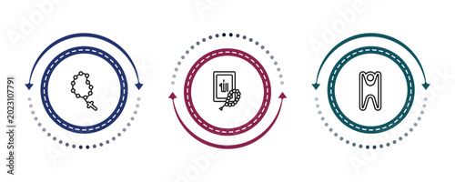 фотографія outline religion icons set - bead, quran, humanism