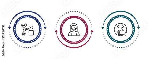 Konstfotografi outline people icons set - sculptor working, bearded woman, kidnapping