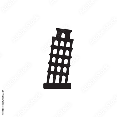 Pisa tower building icon silhouette vector design art illustration.