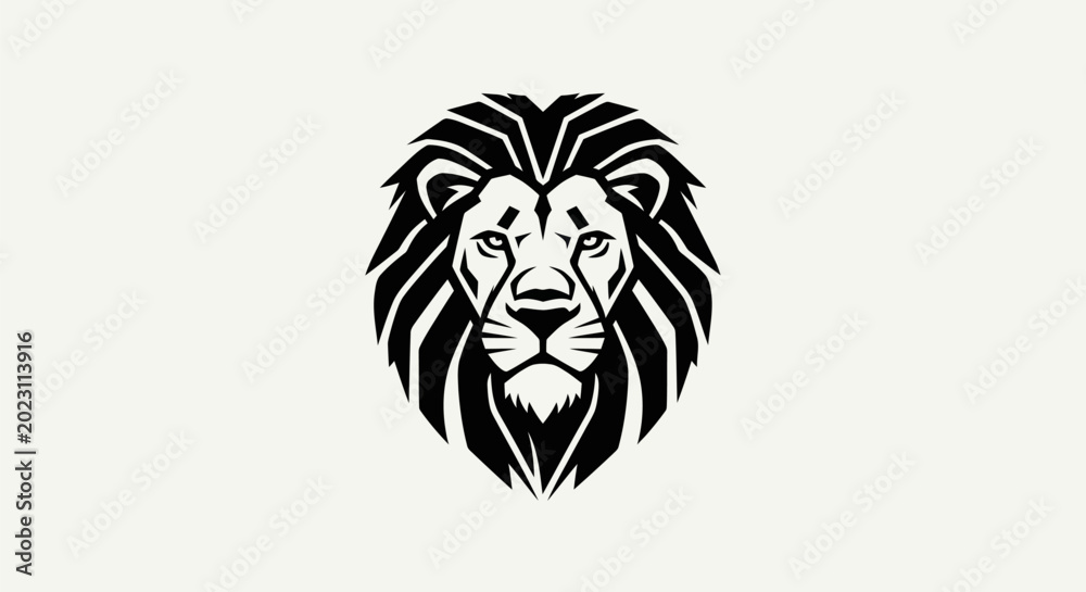 Obraz premium Lion head silhouette on white background
