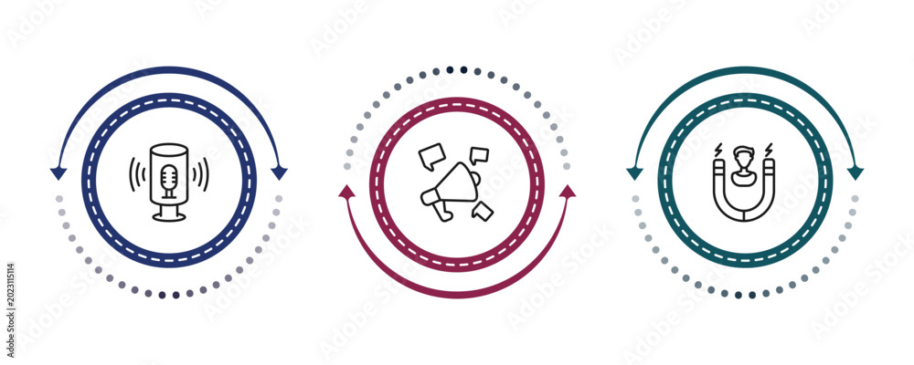 Obraz premium outline general icons set - smart assistant, social campaign, user attraction. editable vector for web and mobile ui
