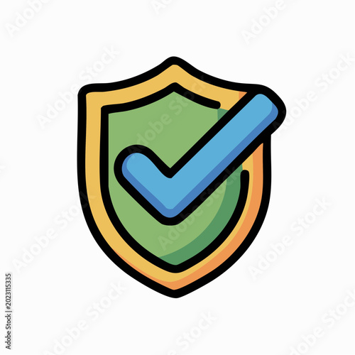 Verified security shield with check mark icon for guaranteed safety protection digital privacy system.