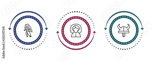Cuadro en lienzo outline fairy tale icons set - madre monte, fairy godmother, viking