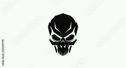 Geometric skull icon on white background
