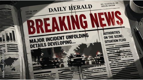 Breaking News Headline Newspaper Report - Urgent Incident Update