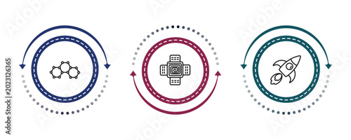 Fotografía outline artificial intellegence icons set - graphene, nano sensor, rocket