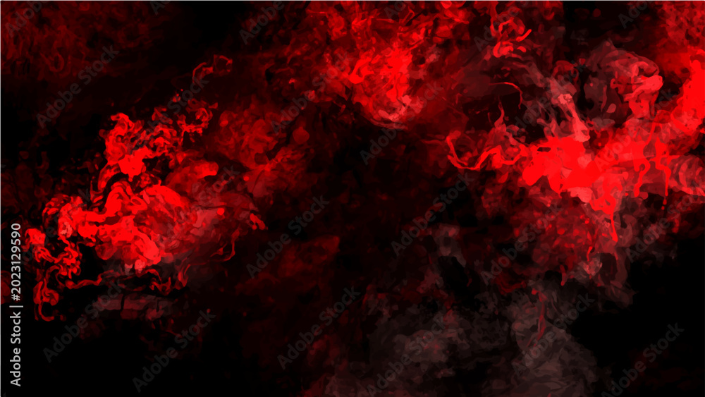 Naklejka premium Dramatic red smoke background on black, abstract fire and flame texture vector, intense scarlet vapor and mist clouds for cinematic posters