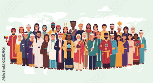 Quadro su tela Diverse Group of People Representing World Cultures