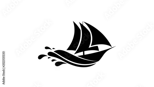 Fotografija Sailing vessel graphic on white background