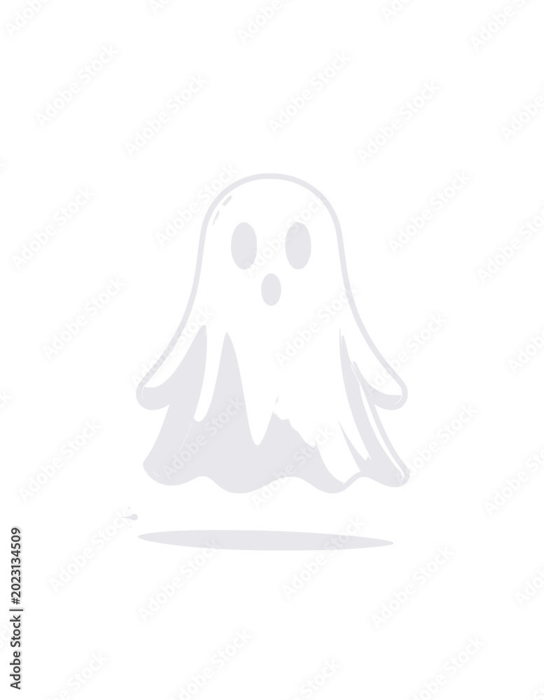 Fototapeta premium Cute Little Ghost Character Floating Illustration